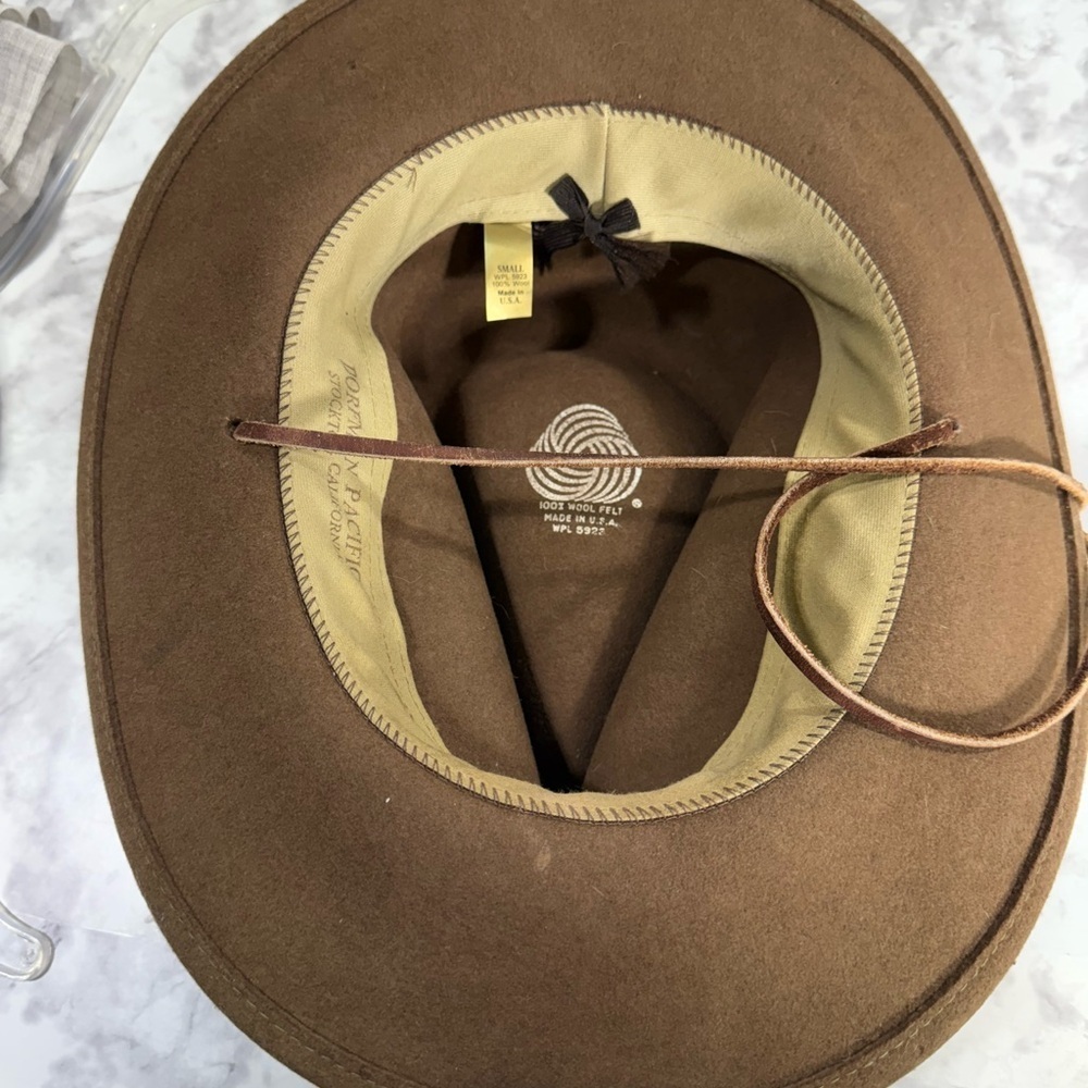 Wide Brim Stetson style wool fedora Hat with Rope Band made in USA sz small - Picture 5 of 8